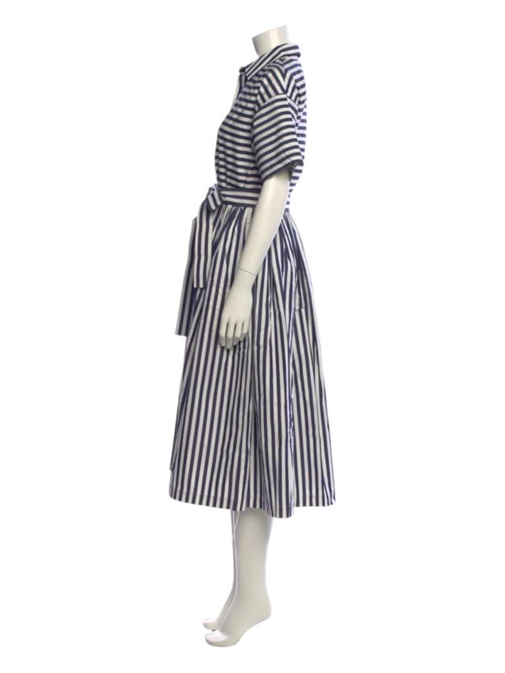 Kate Spade Midi Shirt Dress Cotton Navy White Striped Belted $368 Pockets Size L - Picture 6 of 10